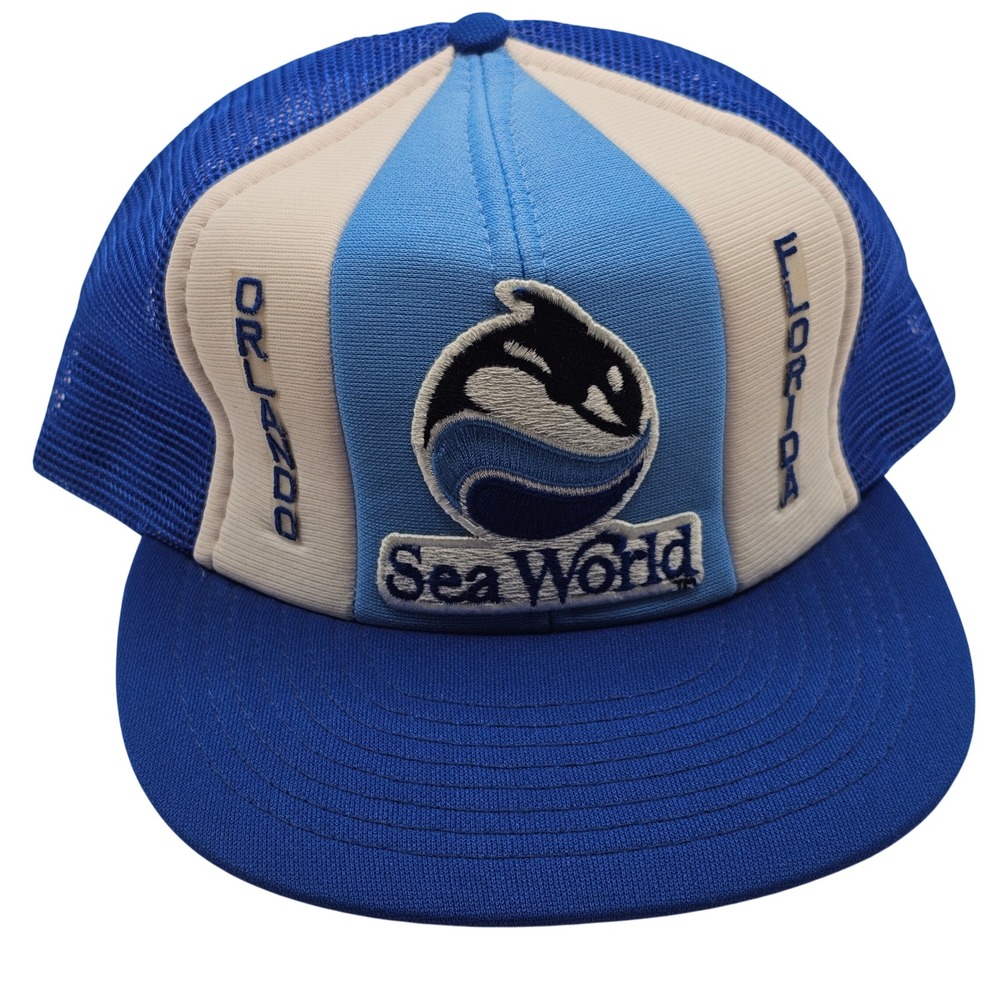 Vintage 1980s SeaWorld Orlando Shamu Trucker Hat Snapback Mesh Cap USA Deadstock